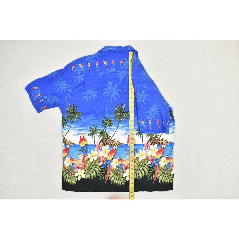 Pacific Legend Men's Regular Size M Blue Hawaiian Button Up Shirt - Picture 7 of 8